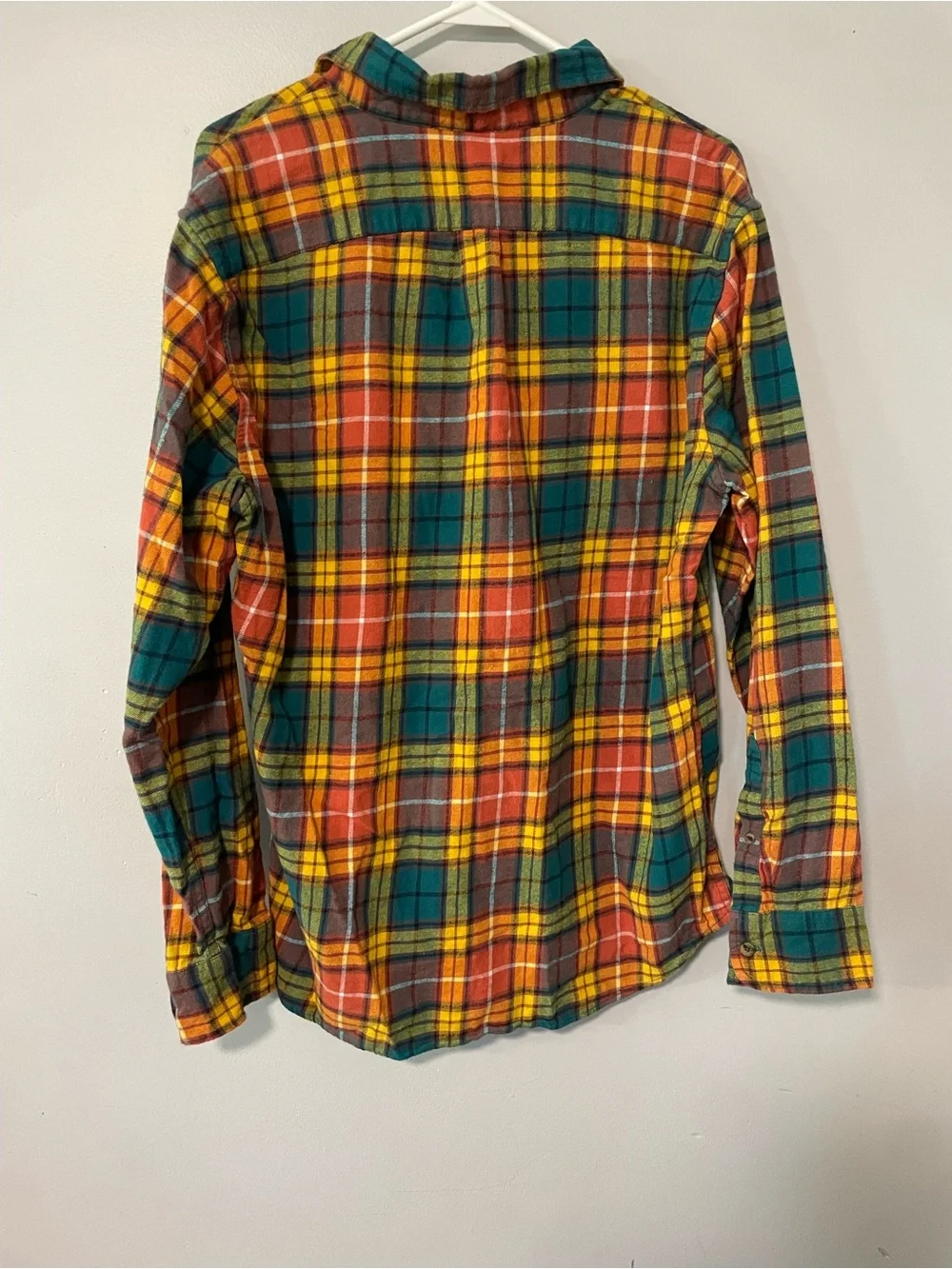 J. Crew Men's Teal, Orange & Yellow Plaid Button-Down Shirt